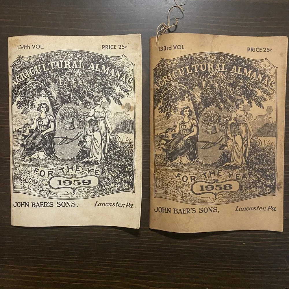 10 Antique Agricultural‎ Almanacs farm 1950-1959 John Baer's Sons Lancaster